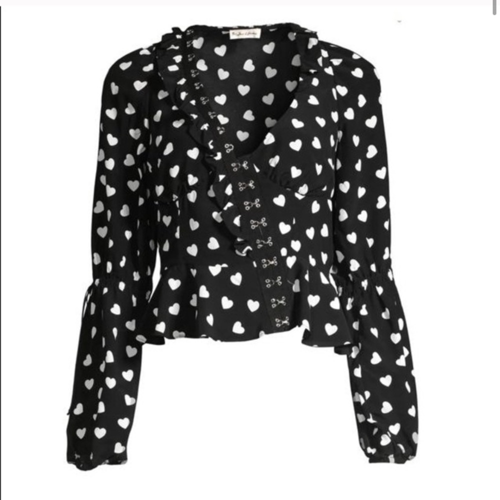 For Love and Lemons Willow Long Sleeve Heart Top - Picture 2 of 8